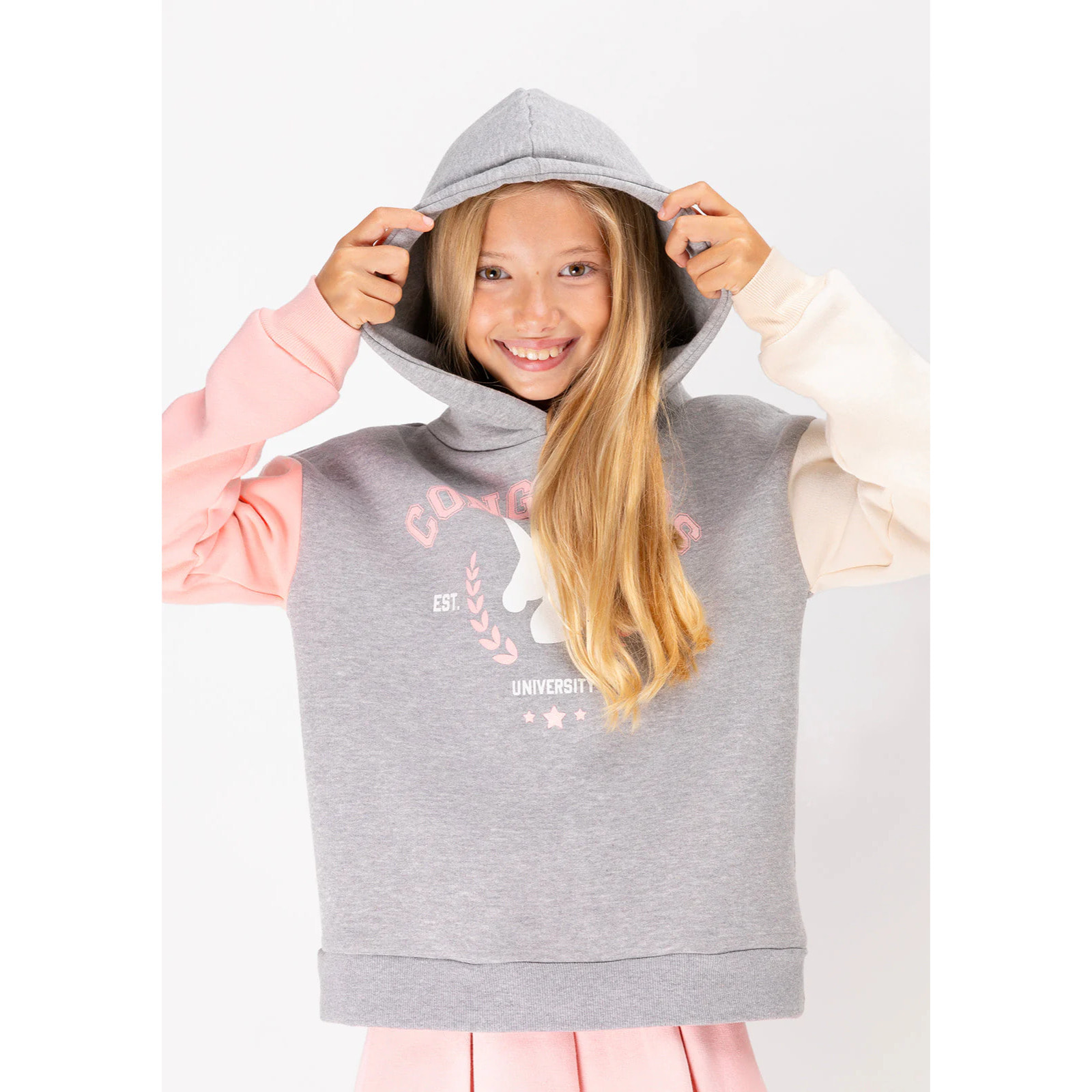 Sudadera con capucha Unicorn University gris de niña