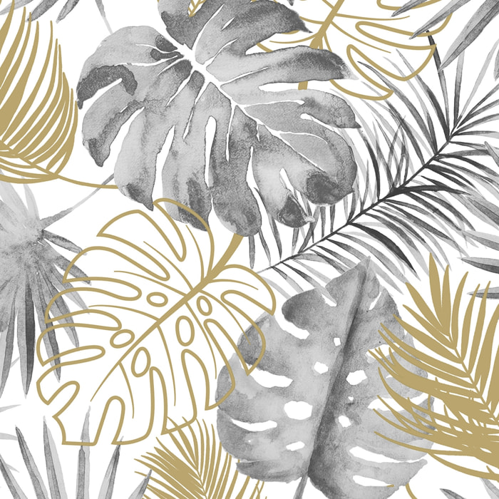 Papier peint jungle monstera dorée Jaune