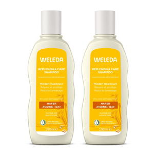 WELEDA - Duo Shampooing régénérant Avoine - Lisse et fortifie les cheveux - Vegan* - Certifié Natrue** - Flacon 190 ml x 2