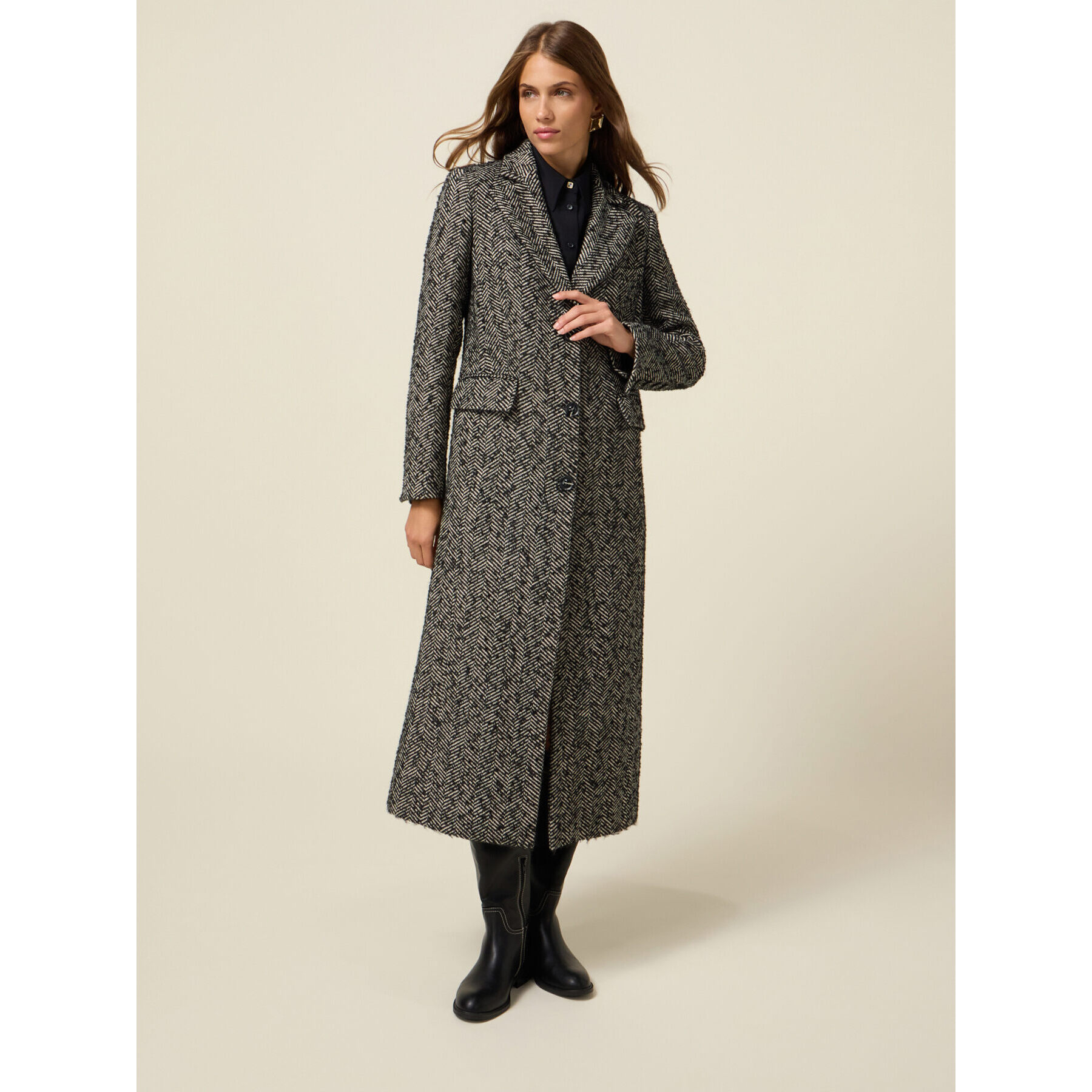 Oltre - Cappotto lungo spigato - Grigio