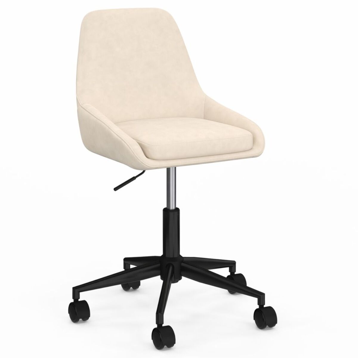 Fauteuil de bureau à roulettes Olivia velours crème