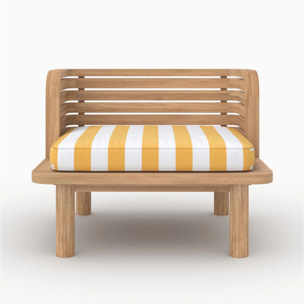 Fauteuil de jardin en teck massif et coussin rayé jaune - Kilda
