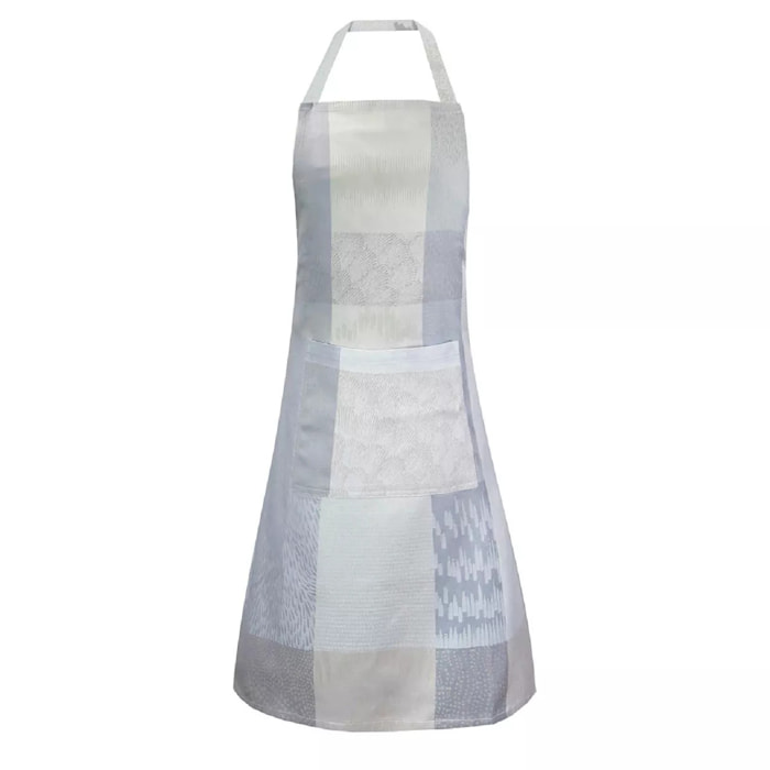 Tablier pur coton enduit motif jacquard gris beige Mille matieres vapeur