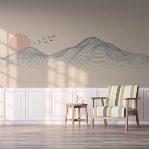 Papier peint vagues abstraites pastel ambiance zen Intissé