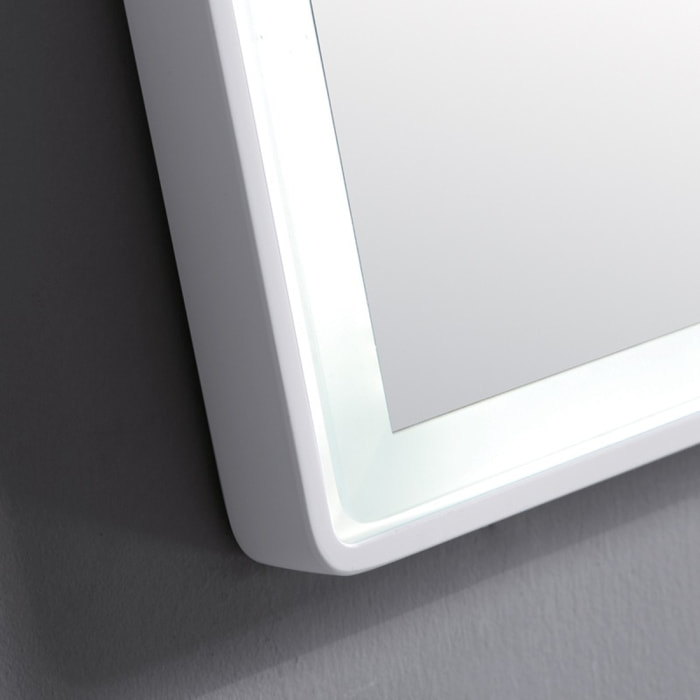 Miroir LED 100 cm finition blanc