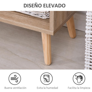 Mueble Aparador Alto Armario Auxiliar de Salón con 5 Compartimentos y 1 Puerta Multiusos para Comedor Cocina Dormitorio 60x30x121 cm Roble y Blanco