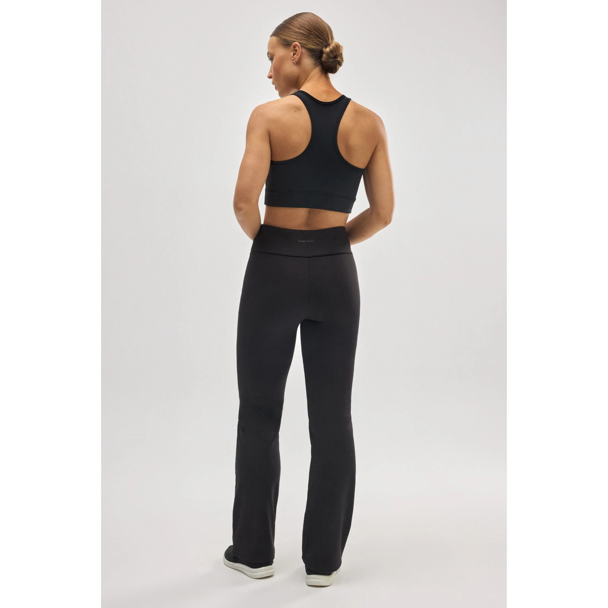 Leggings termici svasati in pile nero, stile sportivo