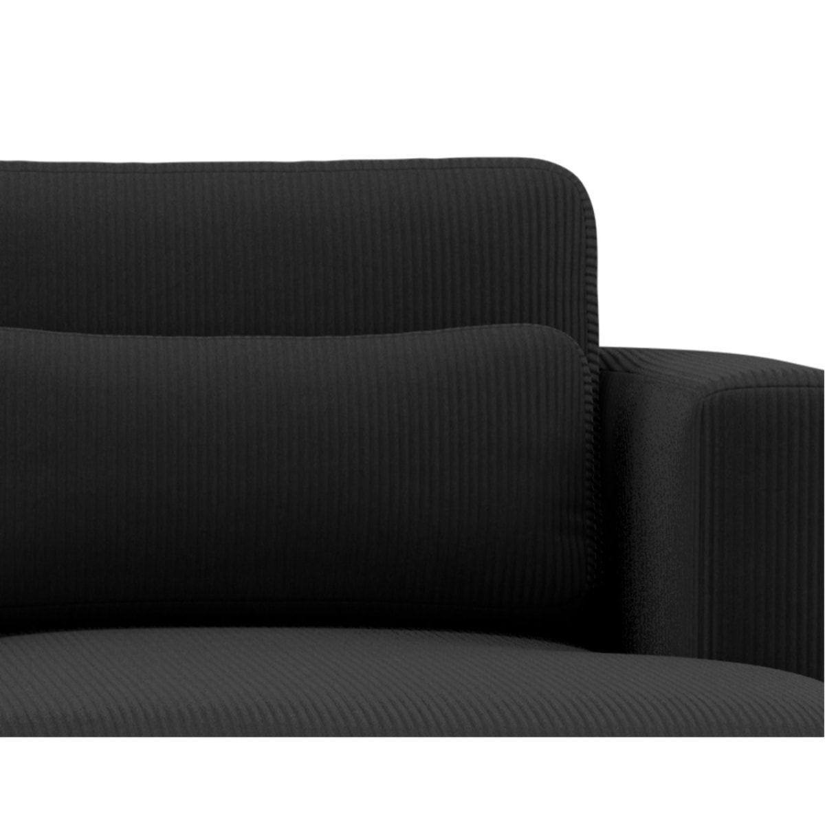Mahina - canapé d'angle droit 4 places convertible avec coffre en velours côtelé - Noir