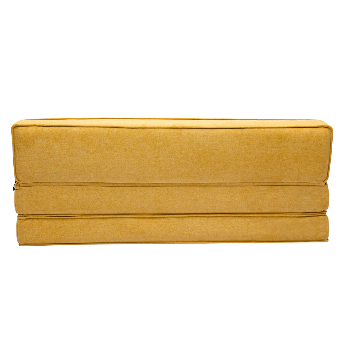 Chauffeuse 2 places convertible en tissu effet velours jaune moutarde KATY