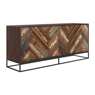 Buffet 4 portes en bois d'acacia et bois recyclé - Krabi