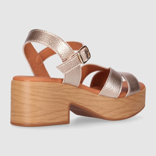 Sandalias de Piel - Platino - Tacón: 6 cm