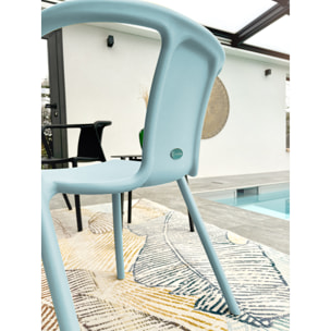 DIEGO - Fauteuil de jardin empilable en Polypropylène bleu azur