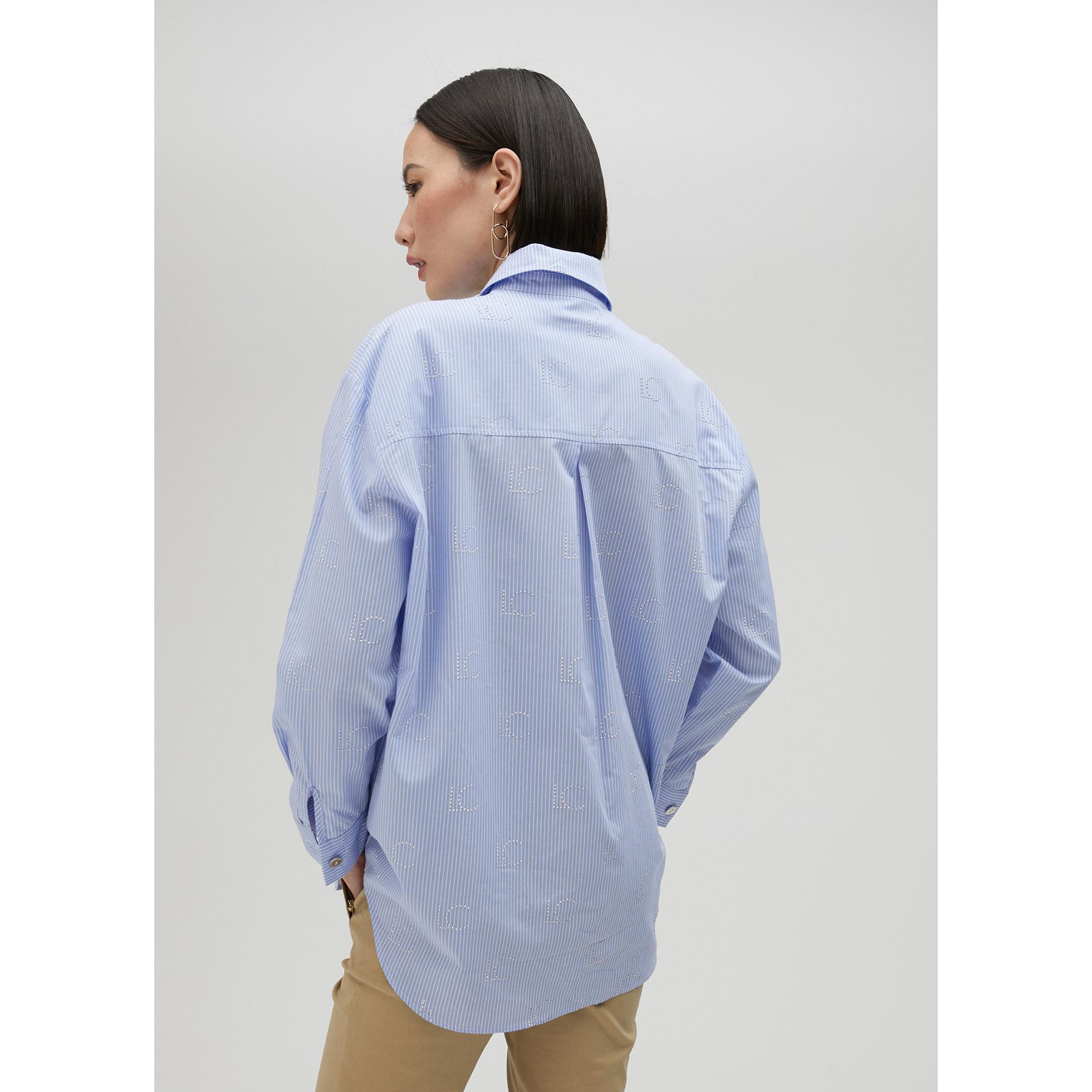 Camicia righe con logo di strass