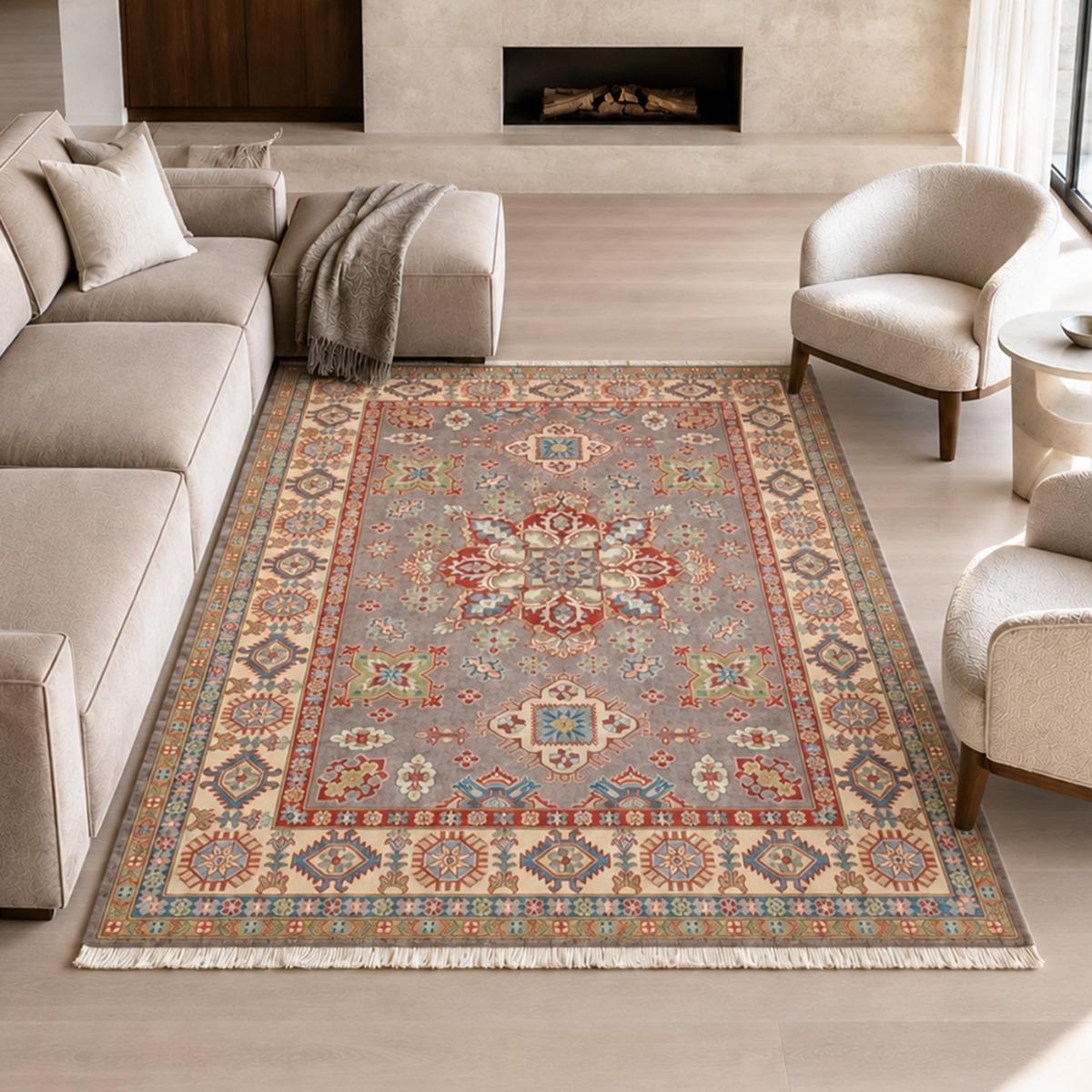Tapis salon traditionnel, noué main en laine, ISUM