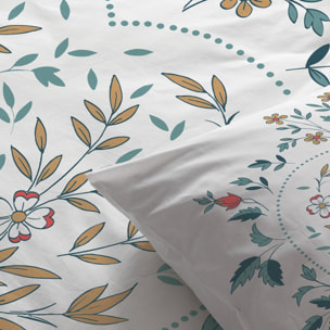 Parure housse de couette 3pcs avec taies oreiller 100% coton 47fils capucine