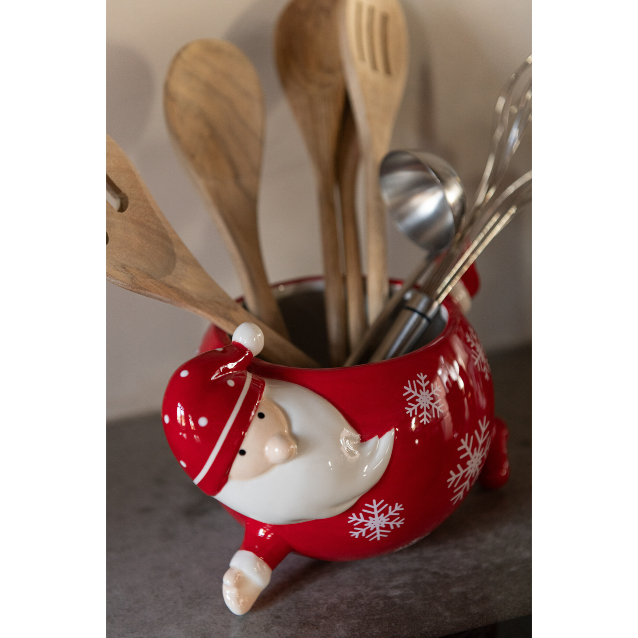 J-Line pot de conservation Père Noël Dolomite - céramique - blanc/rouge