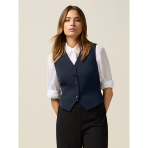 Oltre - Chaleco de tejido crepé - Azul