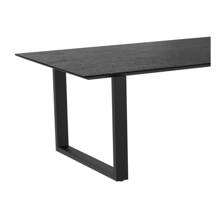Table rectangulaire 10 personnes en bois de teck recyclé noir 240 cm - Adok