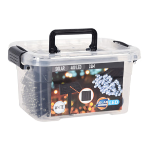 Guirnalda de luz led solar con 400 bombillas - cable de 4 metros, led blanco frío y panel solar policristalino