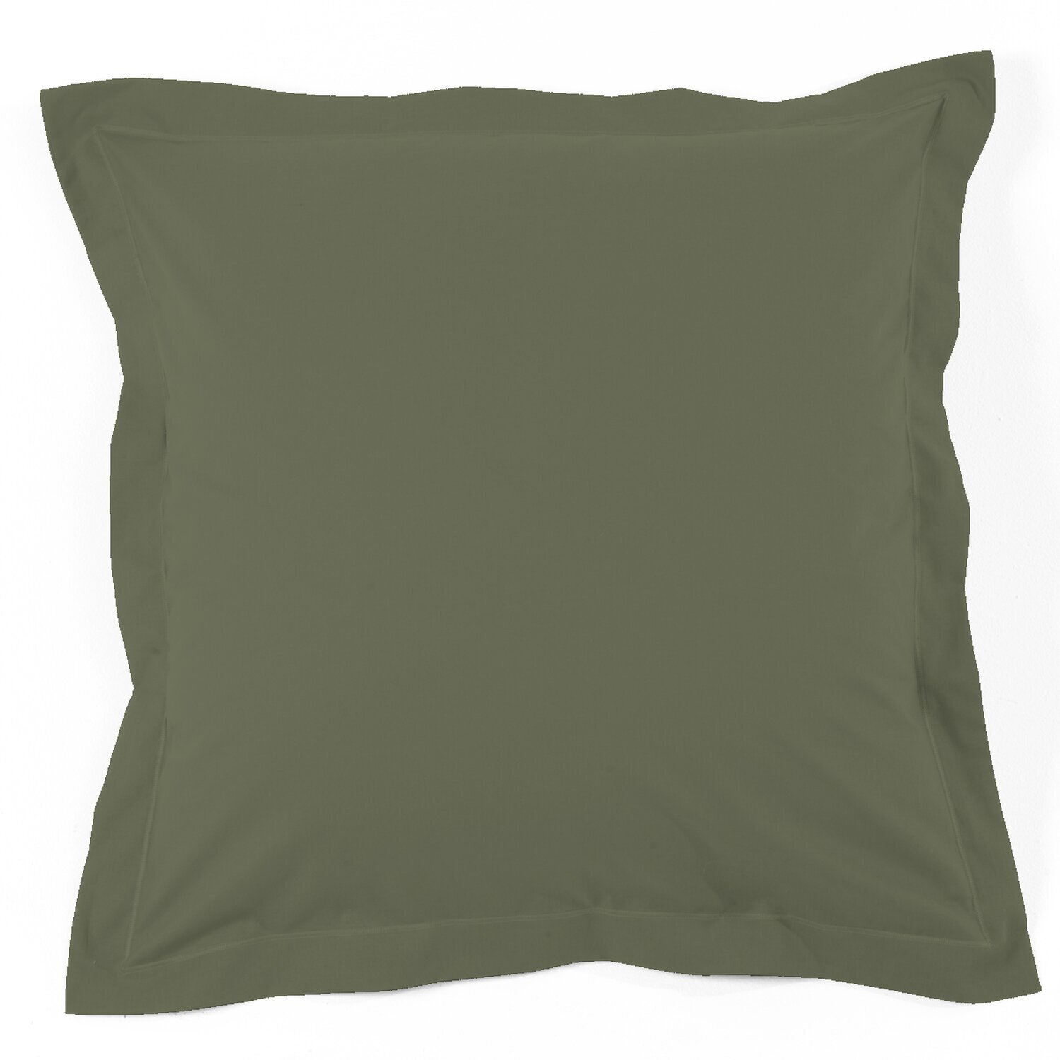 Taie d'oreiller 100% percale de coton unie - vert kaki