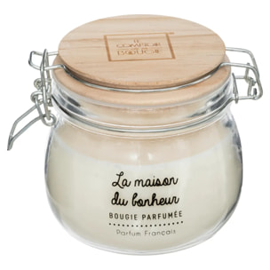 Bougie parfumée 330g pot verre assorti