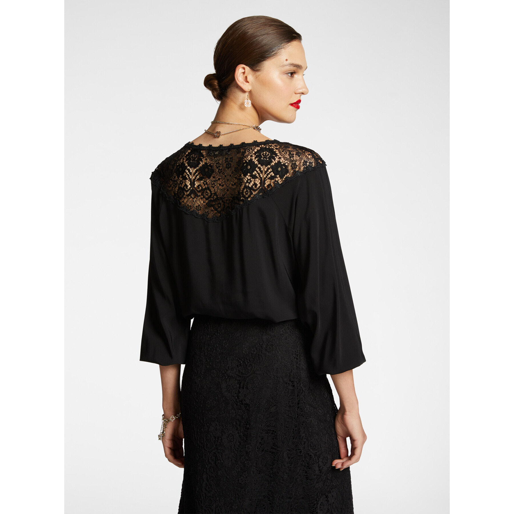 Elena Mirò - Blusa elegante con pizzo - Nero