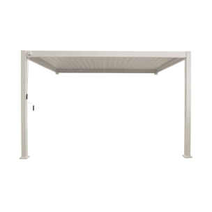 Pergola bioclimatique aluminium beige adossée lames orientables 4x3m Triomphe