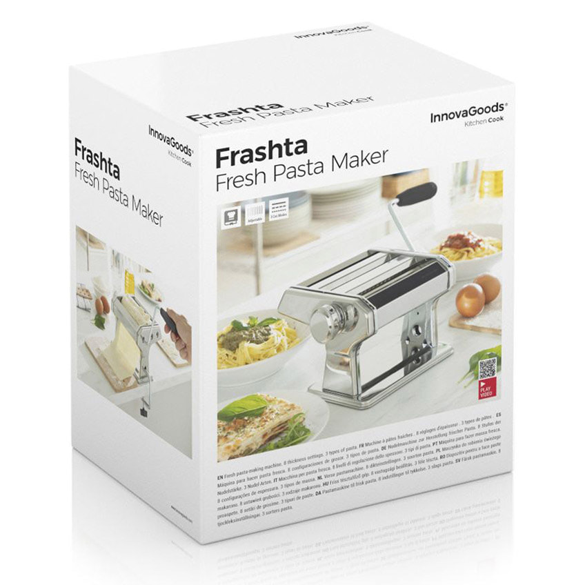 Macchina per fare pasta fresca con ricette frashta innovagoods - argento - 21x13,5x19,5 cm