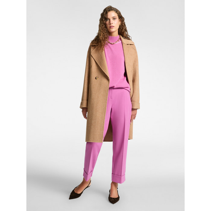 Elena Mirò - Pantaloni gamba larga con risvolto - Rosa