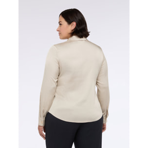 Fiorella Rubino - Camicia in raso con scollo cut out - Beige