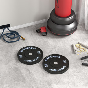 SPORTNOW Discos Pesas Olímpicos 2x10 kg, Agujero Ø50 mm, de Goma, 2 Placas de Pesas para Barras y Mancuernas, para Entrenamientos en Casa y Gimnasio, Negro