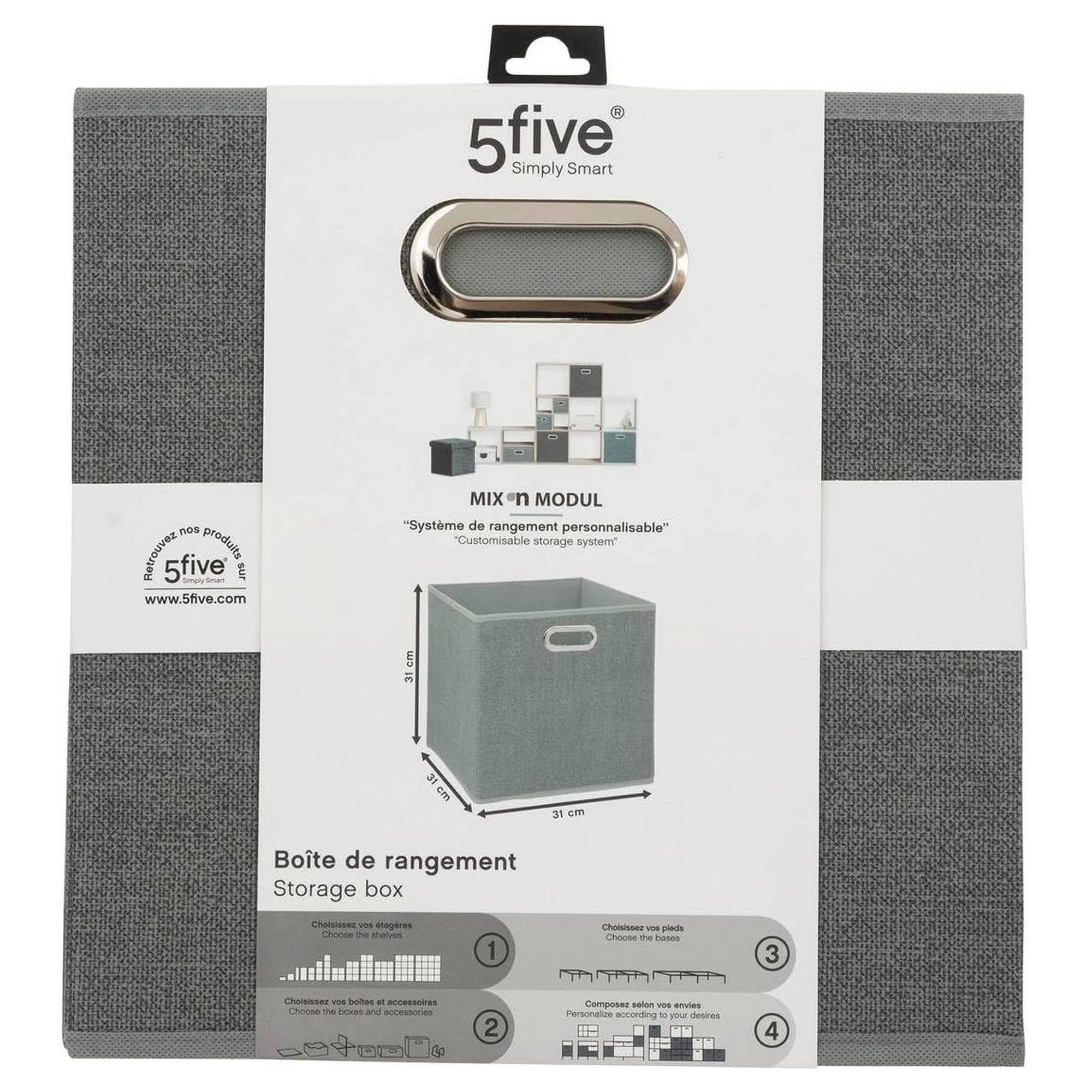 Caja de almacenamiento de 31 x 31 cm, gris jaspeado claro