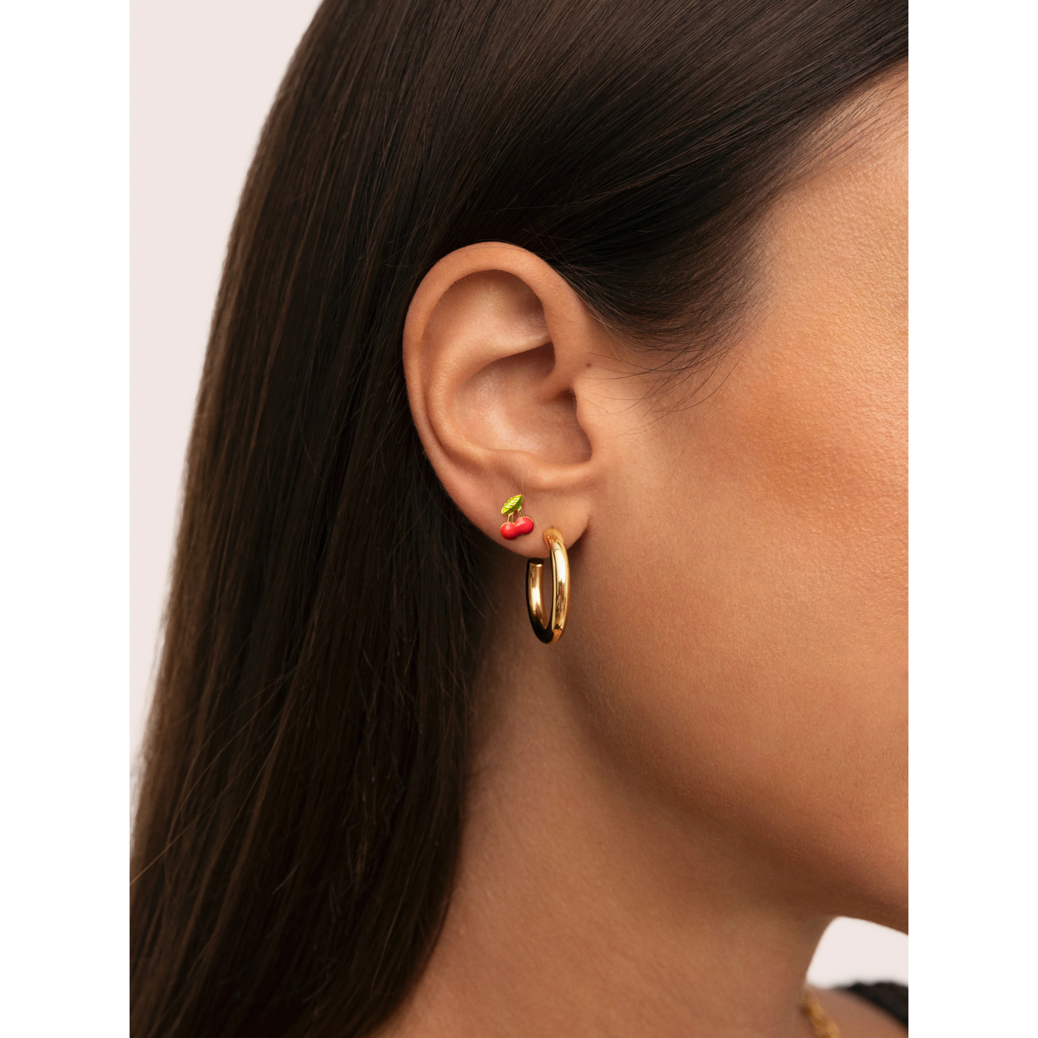 Pendiente Suelto Mini Cereza Plata Baño Oro