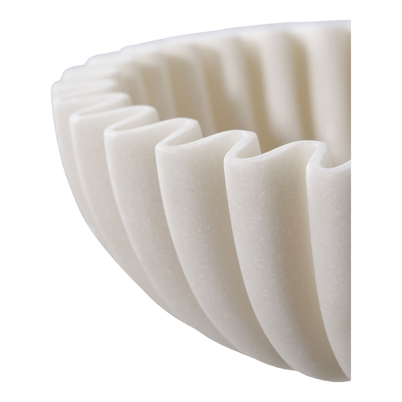 Ciotola decorativa in poliresina beige con costolature ø20x6,5 cm