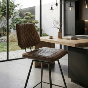 Chaise de bar marron style industriel SALERNE