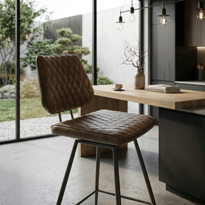 Chaise de bar marron style industriel SALERNE