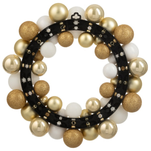 J-Line Couronne Boules De Noël Plastique Blanc/Doré