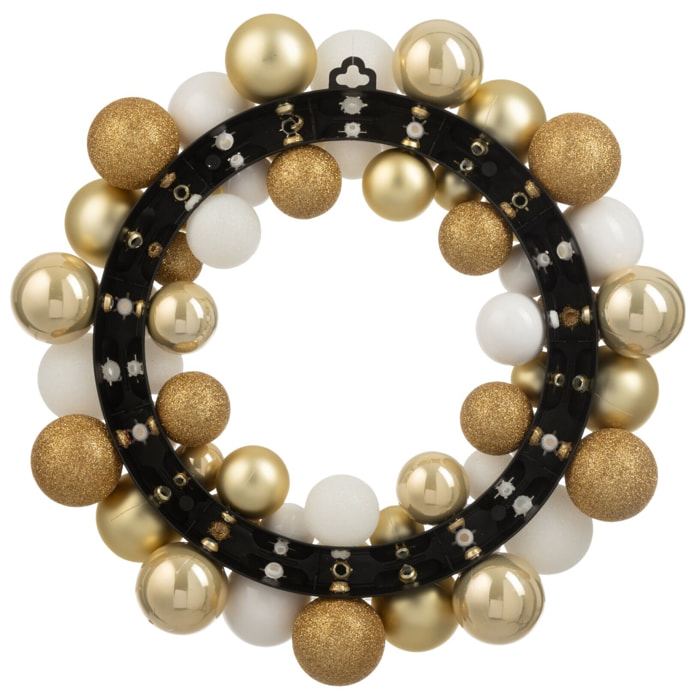 J-Line Couronne Boules De Noël Plastique Blanc/Doré
