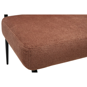 Fauteuil en tissu chenille terre brûlée et métal noir VEDANA
