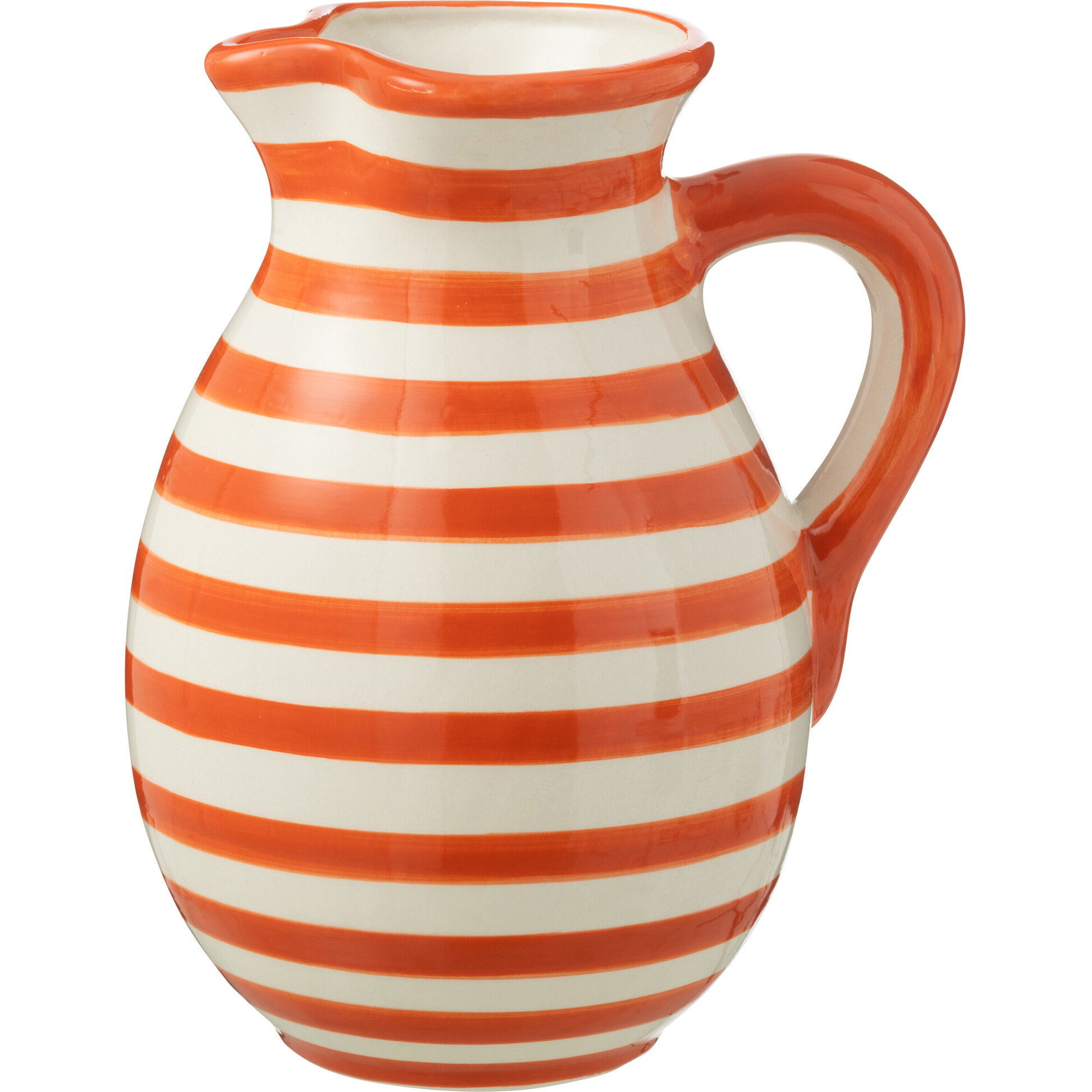 J-Line cruche Granada Stripes - céramique - blanc/orange - large
