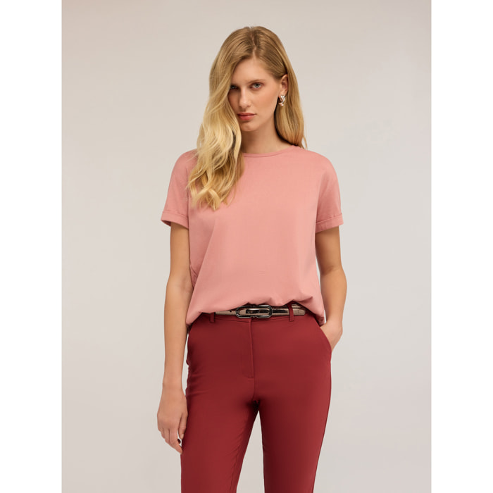 Motivi - Camiseta con inserción plisada en la parte trasera - Rosa