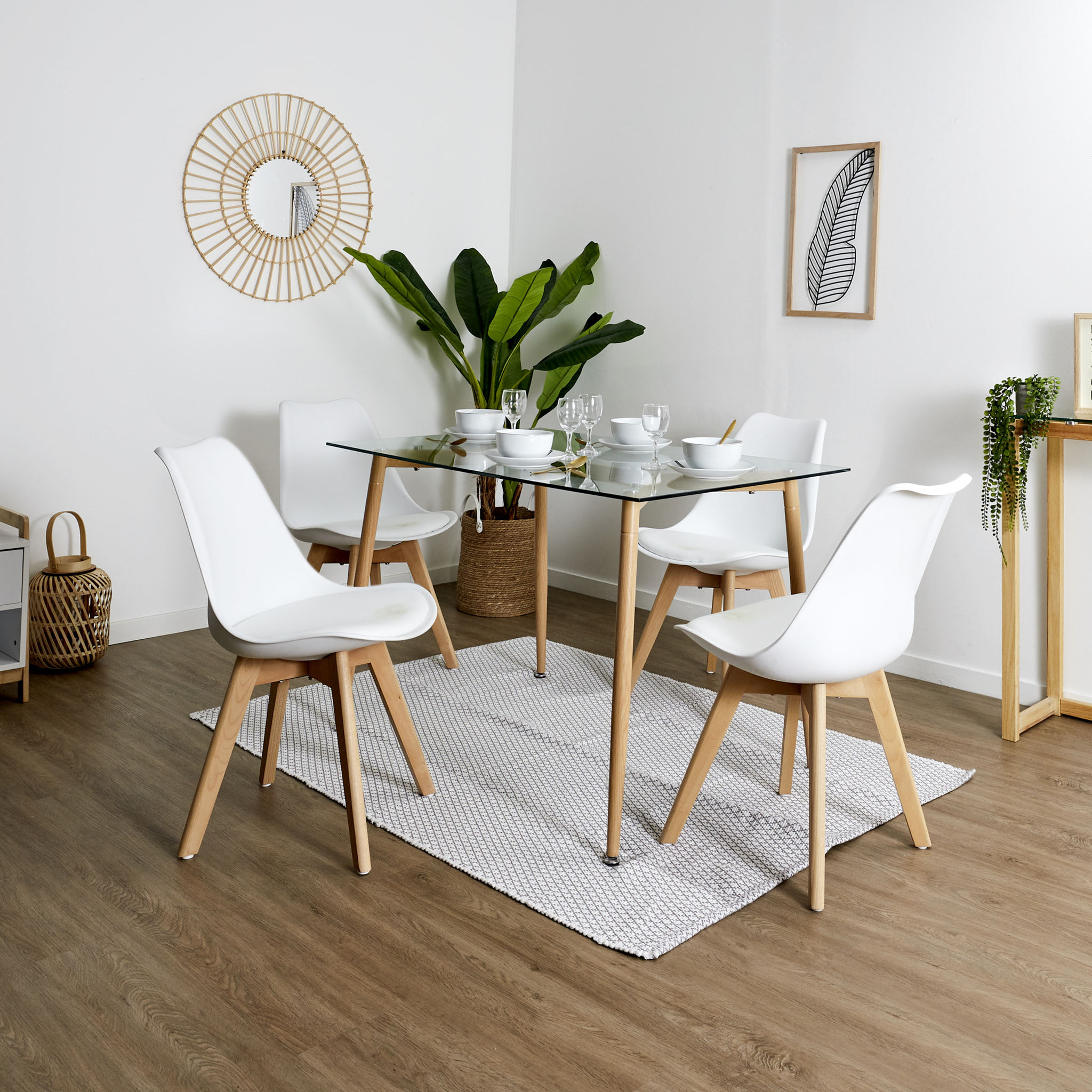 Chaise Scandinave Coque Rembourree Blanc - Lot De 4