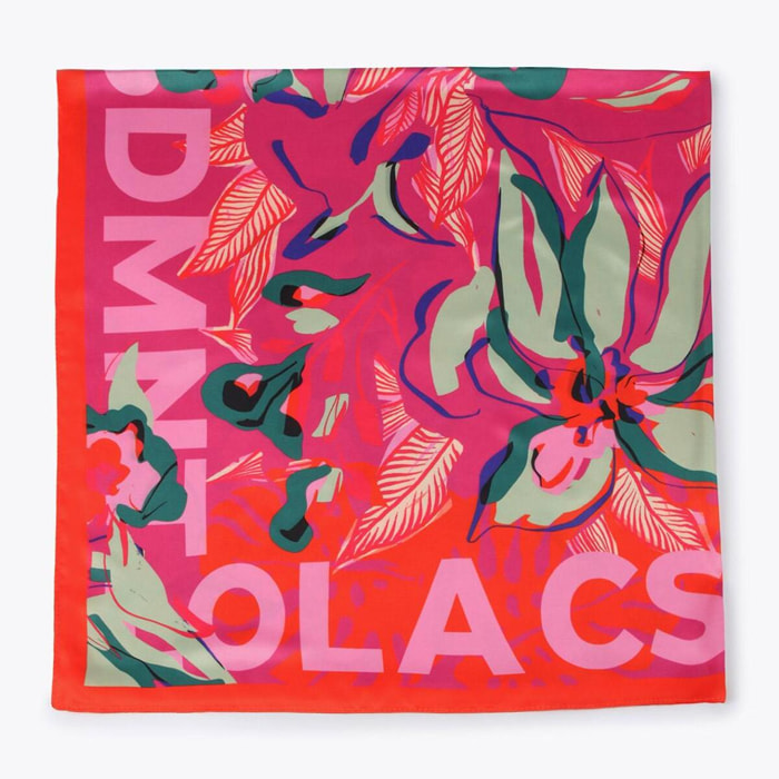 Foulard satinato fiori tropicali