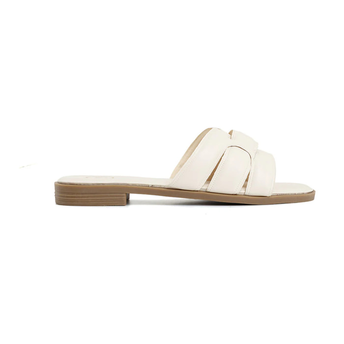 Ciabatta con fascia soft-touch intrecciata - BEIGE