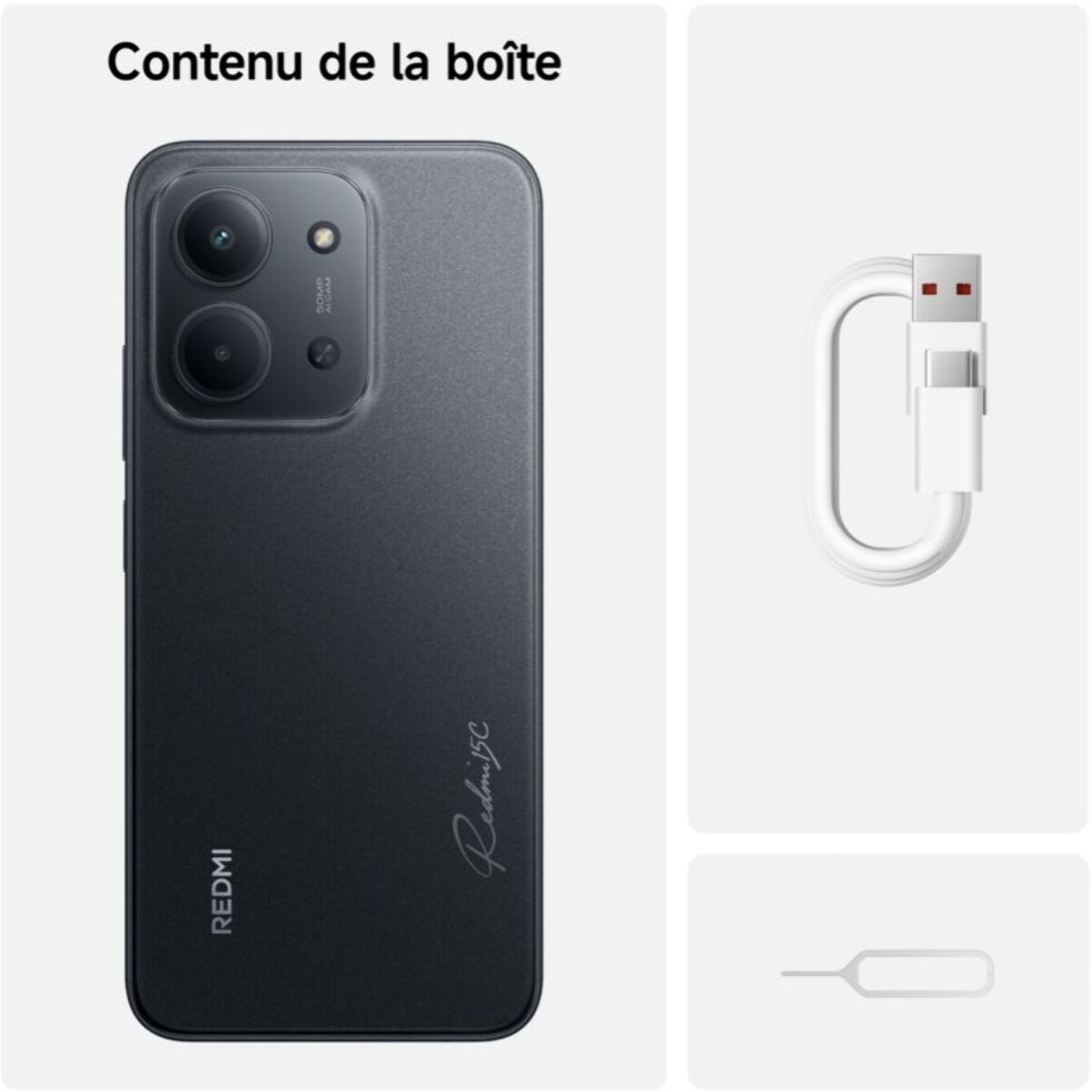 Smartphone XIAOMI Pack Redmi15C 256GoNoir 4G+coque+Chargeu