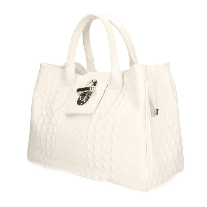 Borsa a mano da donna - Modello Ascoli - Pelle stampata cocco - 35.0 x 25.0 x 15.0 cm