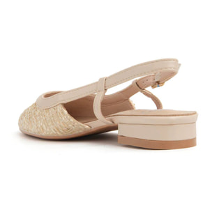 Slingback con tacco 3 e punta stondata - BEIGE
