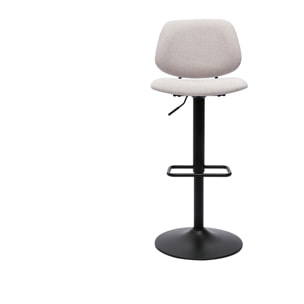 Tabourets de bar relevables design en tissu effet velours beige et métal noir BARNET (lot de 2)