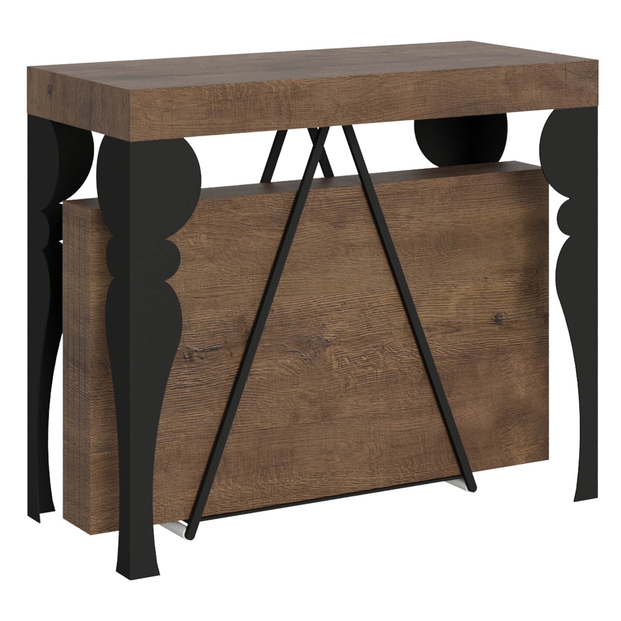 Consolle allungabile 90x40/300 cm Riza noce telaio antracite