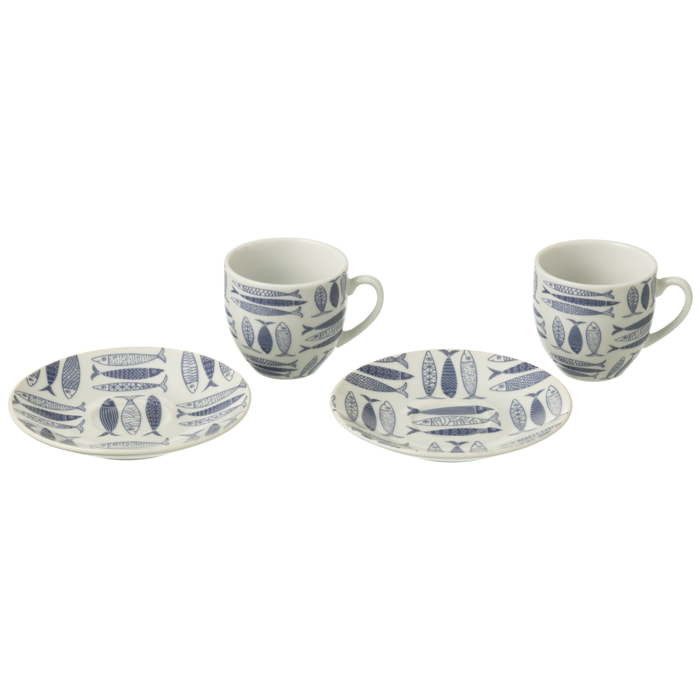 J-Line sous-tasse Poisson - céramique - bleu foncé - boîte de 6
